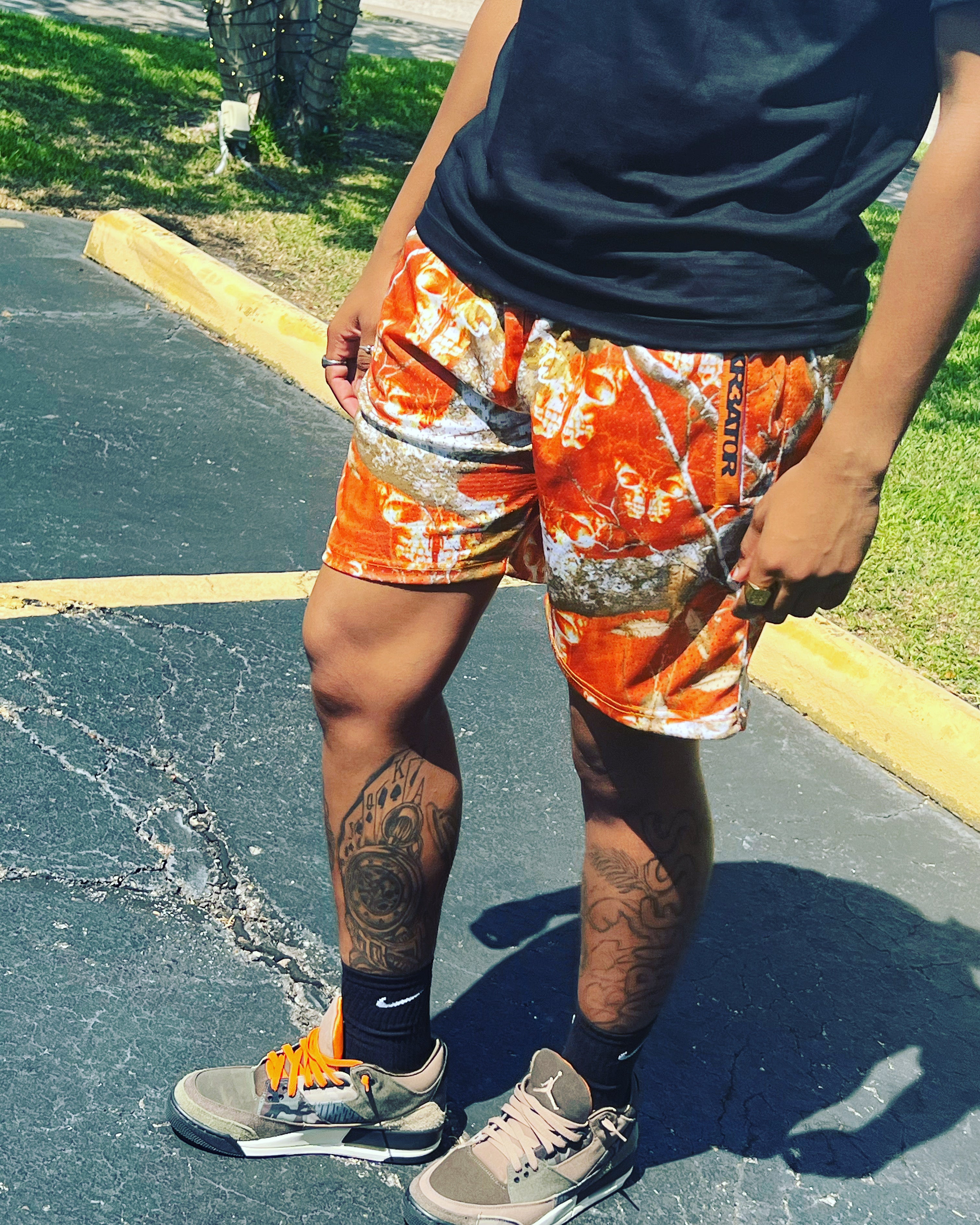 Orange best sale mesh shorts